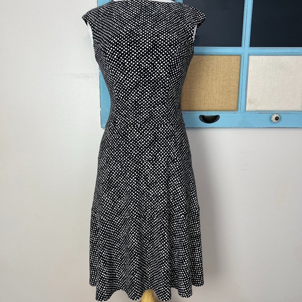 Chaps Sheath Dress Black/White Polka Dots  Women's Sz. S